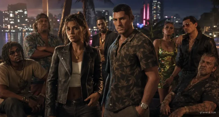 GTA 6 cast with Lucia, Jason, and confirmed supporting characters.