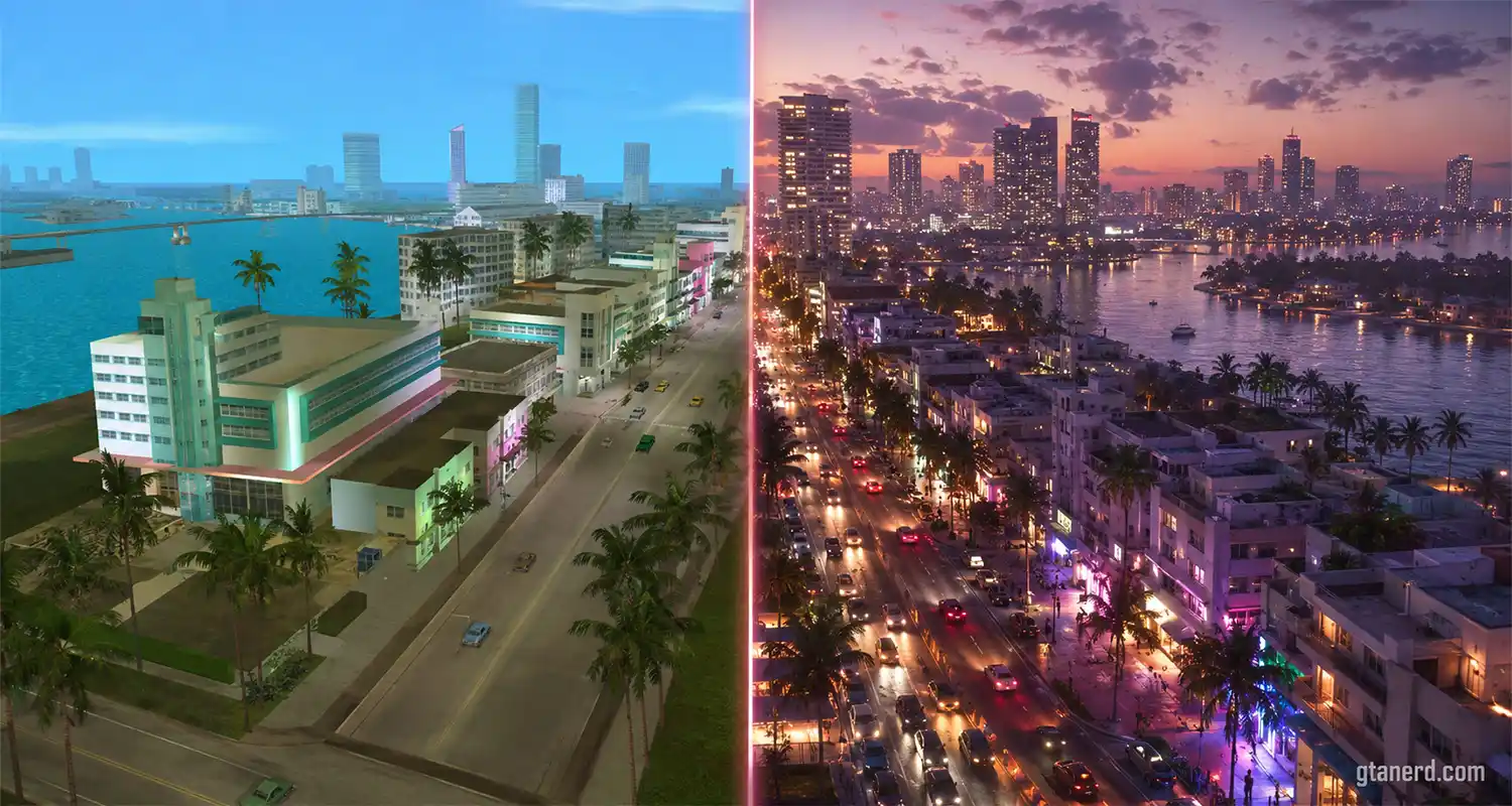 GTA 6 Vice City compared with the original Vice City map and skyline