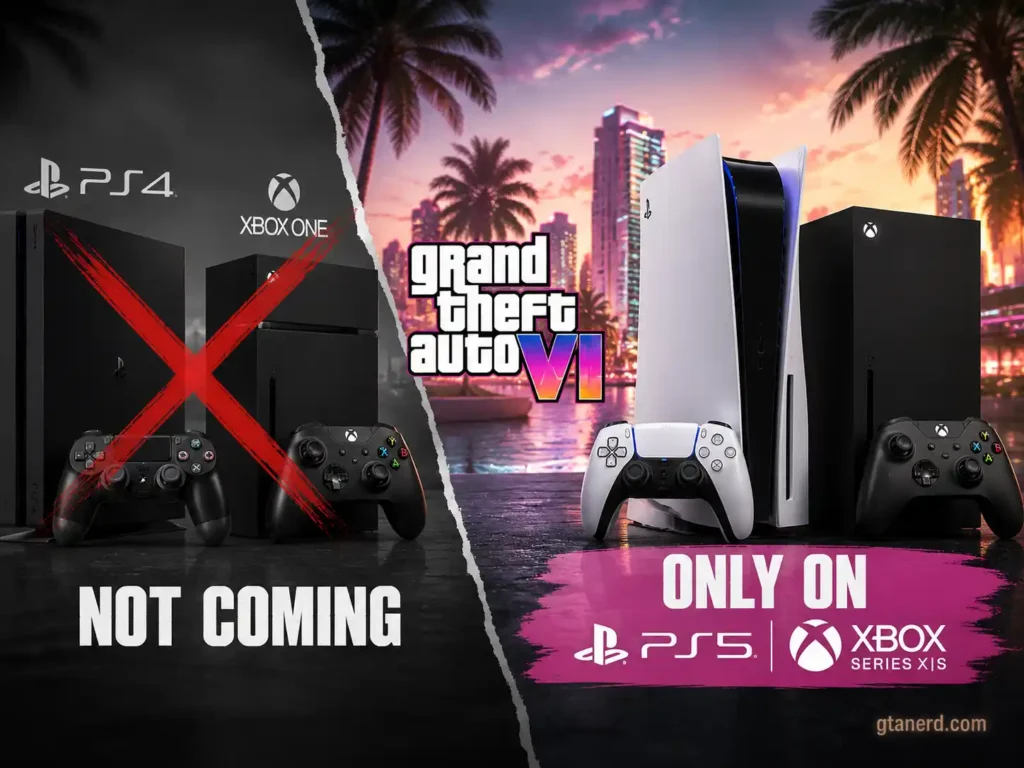 GTA 6 coming to PS5 as PS4 and Xbox One are excluded while PS5 and Xbox Series X|S are supported.