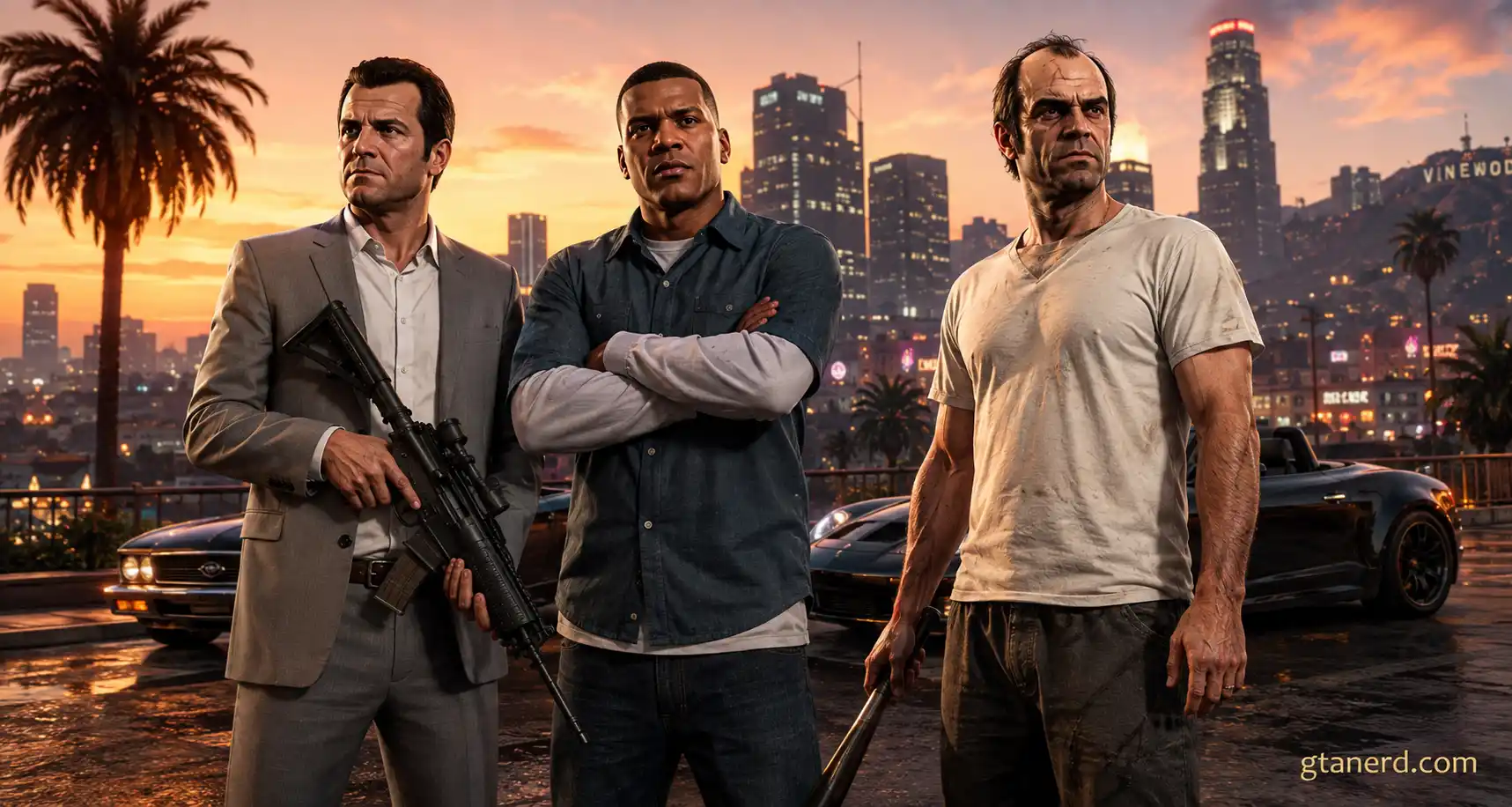 GTA 5 Characters Michael De Santa, Franklin Clinton and Trevor Philips