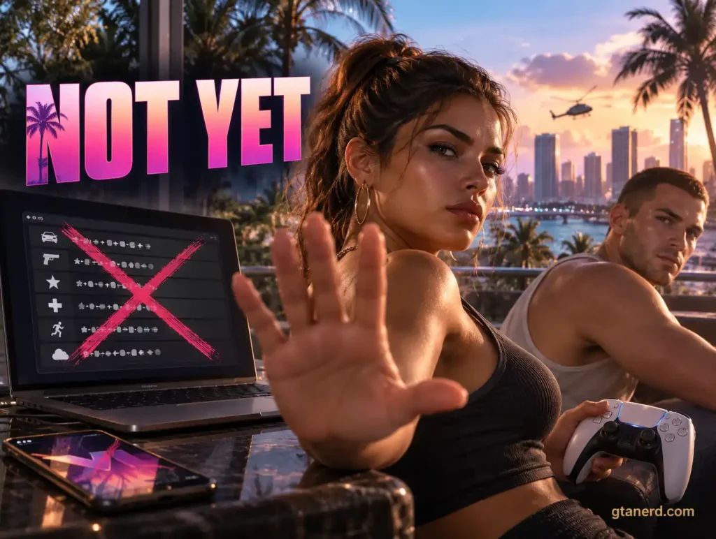 GTA 6 cheat codes displayed on a laptop with Lucia and Jason in the background